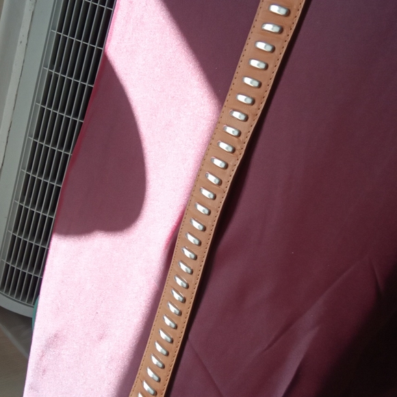 Free w/addtl purchase. Gently used Cognac Colored Silver Studded Belt. - Picture 5 of 8